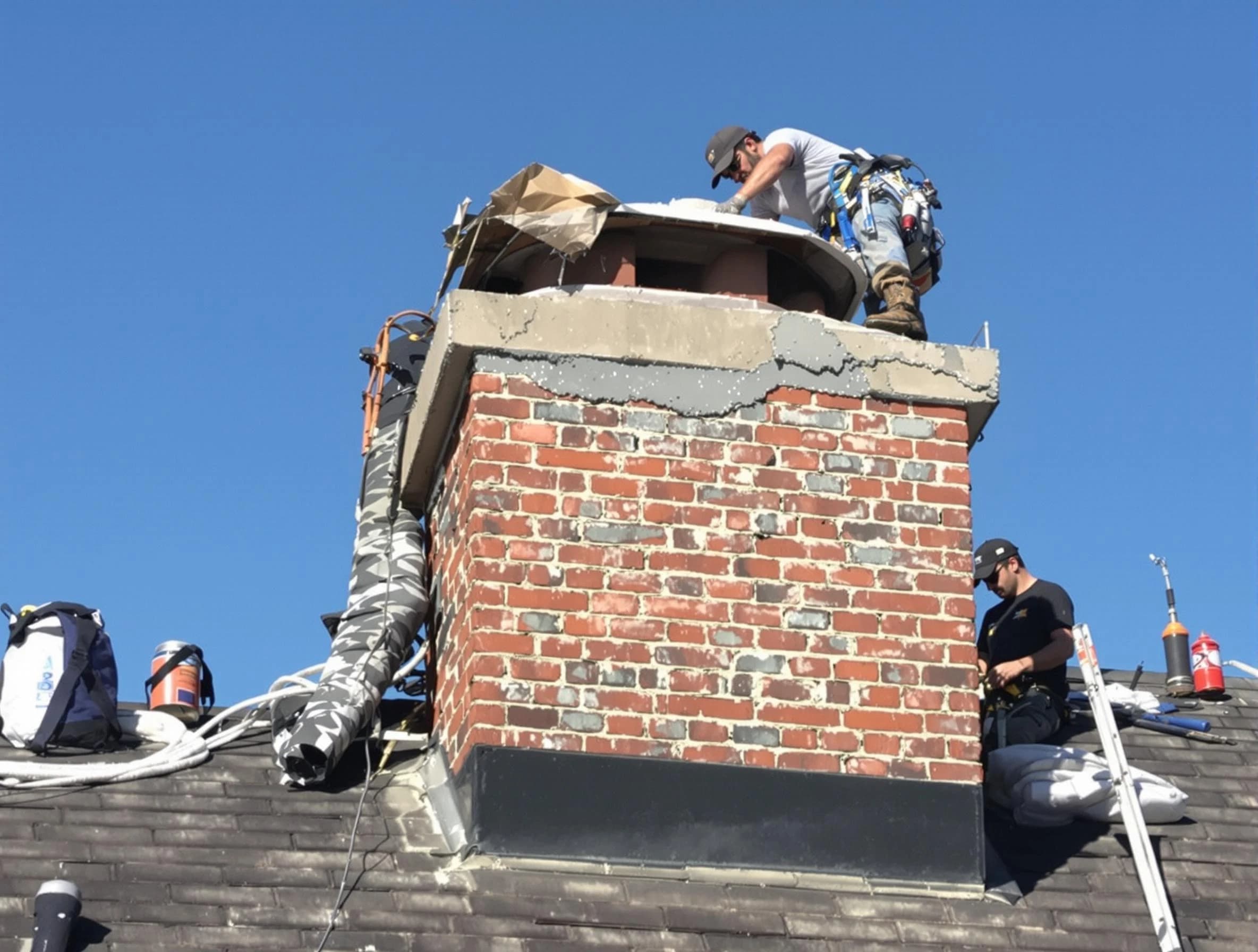 Hartsville Chimney Sweep installing a custom chimney crown in Hartsville, TN