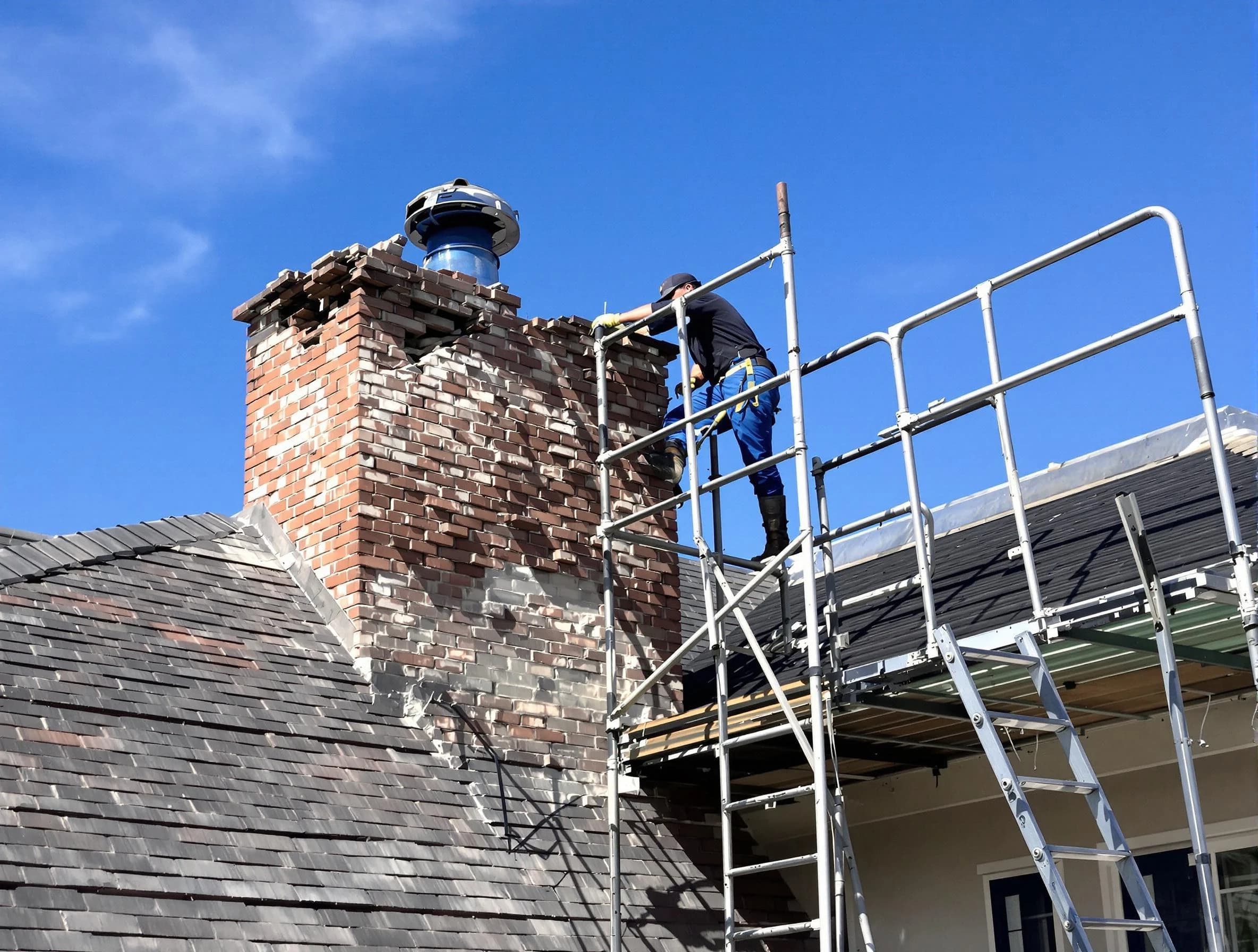 Rebuilding a chimney structure by Hartsville Chimney Sweep in Hartsville, TN