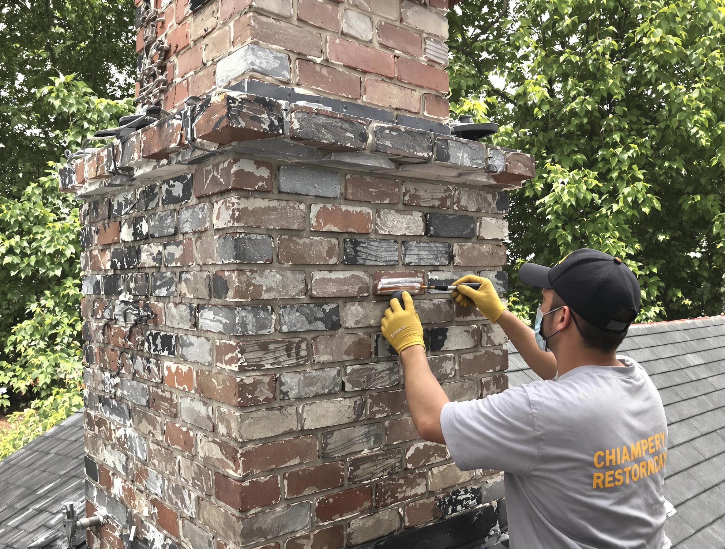In-progress chimney restoration by Hartsville Chimney Sweep in Hartsville, TN