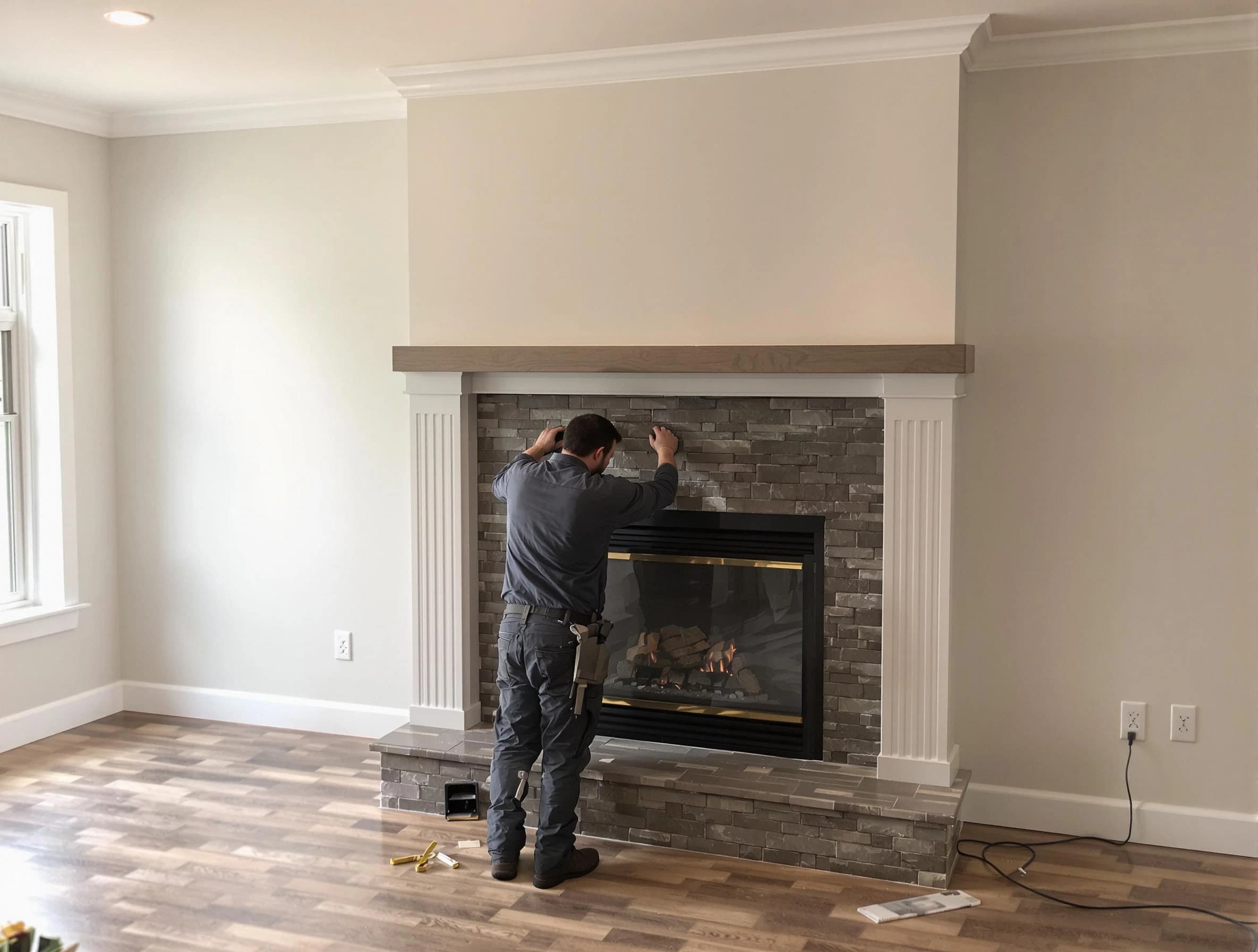 Hartsville Chimney Sweep finishing a custom fireplace install in Hartsville, TN