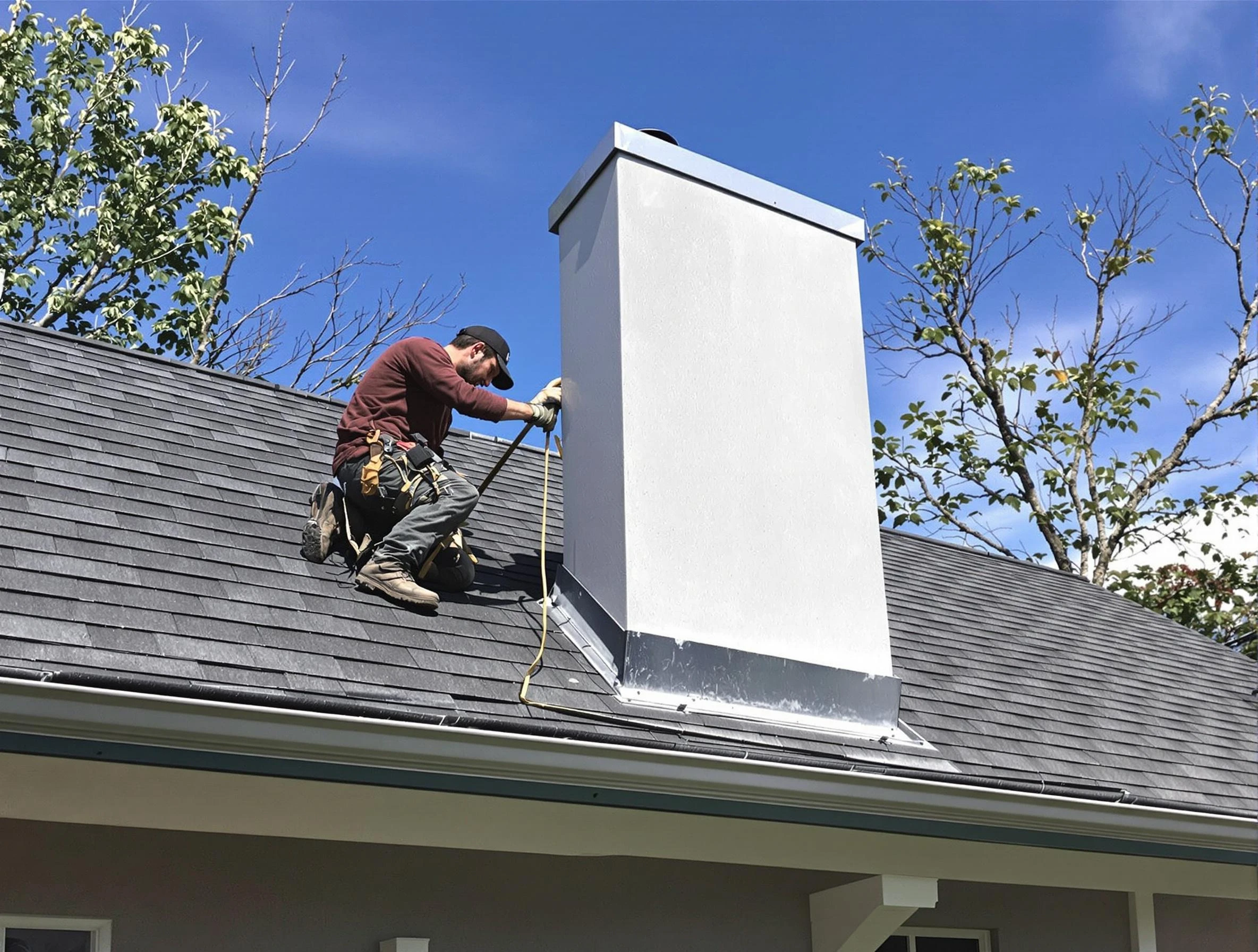 Hartsville Chimney Sweep team member finishing chimney construction in Hartsville, TN