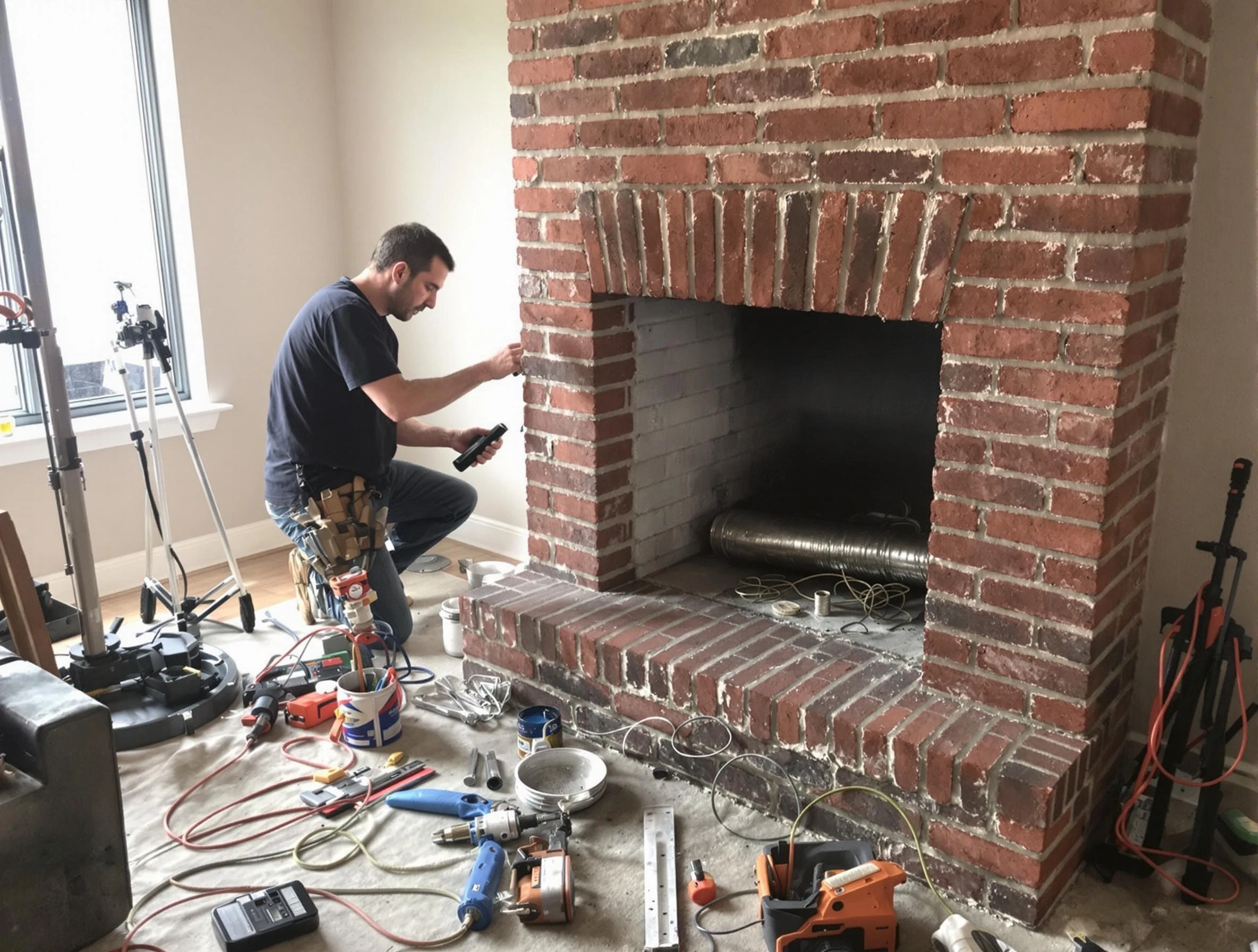 Hartsville Chimney Sweep specialist finalizing chimney liner service in Hartsville, TN